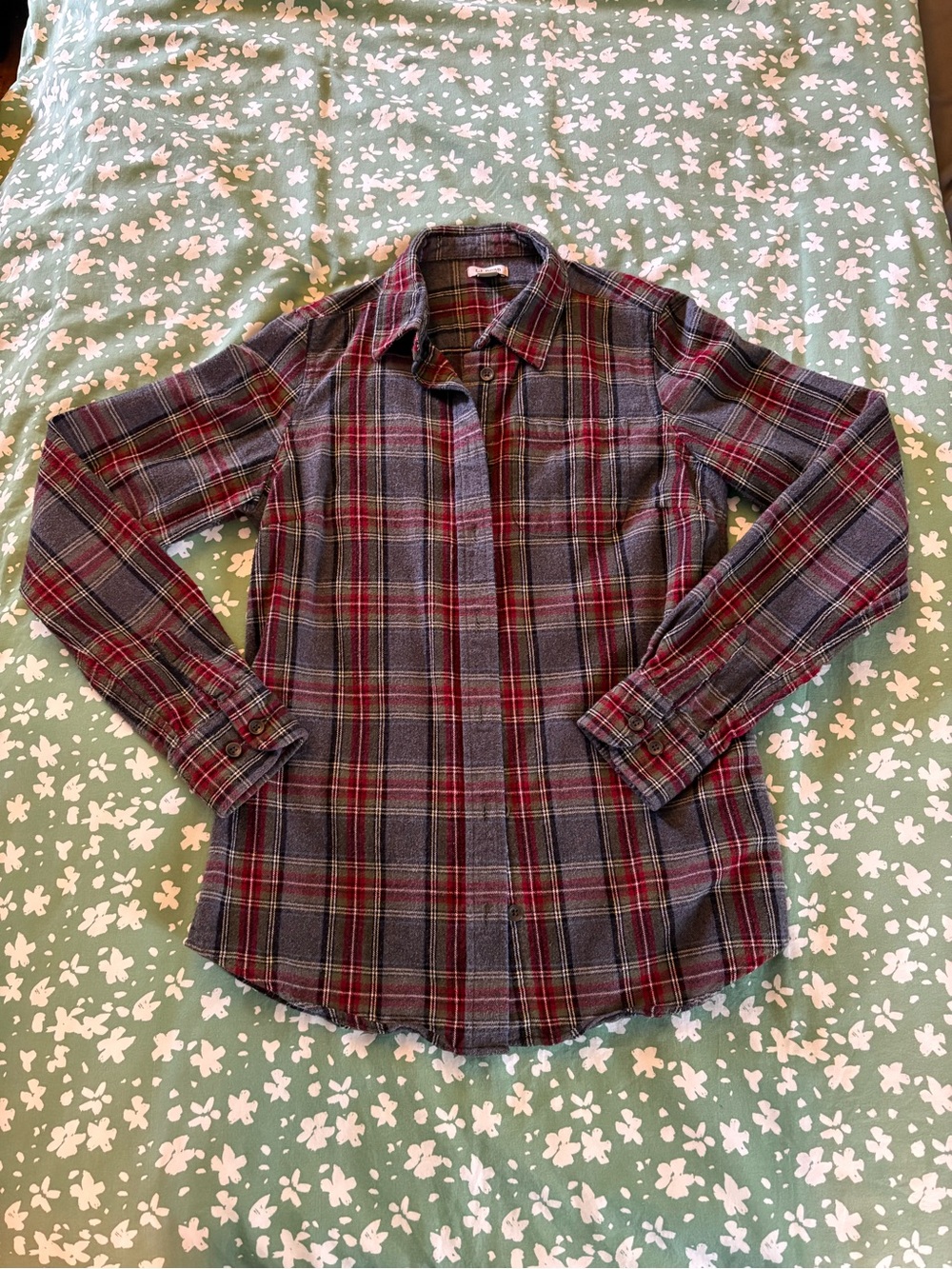 LL Bean women’s scotch plaid flannel XXS, gray Stewart color
